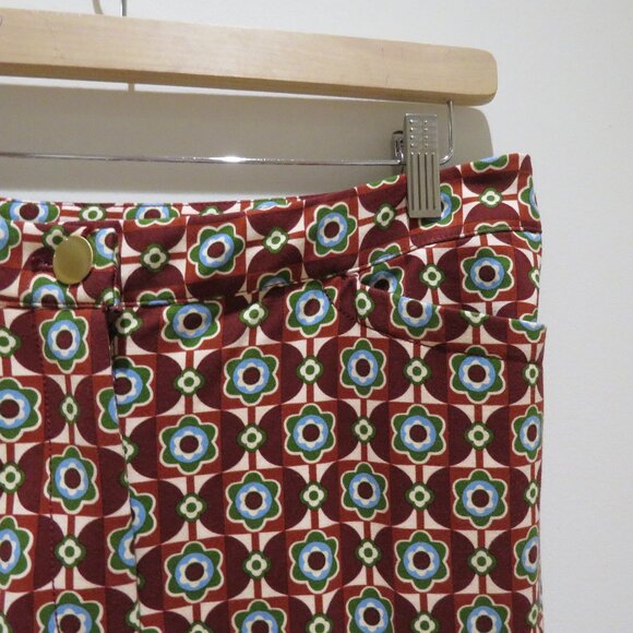 ANTHROPOLOGIE MAEVE Retro Floral Mid Rise Flare Stretch Ponte Pant Boho Size 8 - Picture 4 of 14